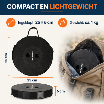 Trendmix Opvouwbare Kruk Verstelbaar & Lichtgewicht Zwart – Compacte Telescopische Kruk Voor Festival, Concert, Camping & Reizen