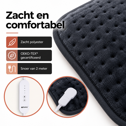 Elektrisch Warmtekussen 60 x 38 cm – 4 Warmtestanden – Rug & Nek – Grijs