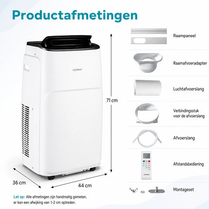 Mobiele Airco 14000 BTU met Wifi & Verwarming – Voor Ruimtes tot 40 m² – Airconditioner met Afstandsbediening