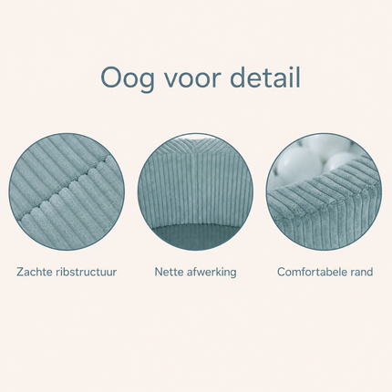 Luxe Ronde Ballenbak 90x30 cm met 200 Ballen – Blauw Corduroy Ballenbad voor Baby & Peuter – Trendmix Educatief Speelplezier