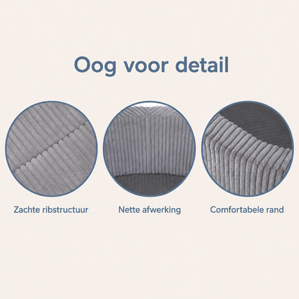 Trendmix Luxe Ronde Ballenbak 90x30 cm – Corduroy – Lichtgrijs – 200 Ballen in Parelmoer, Lichtblauw en Zilver