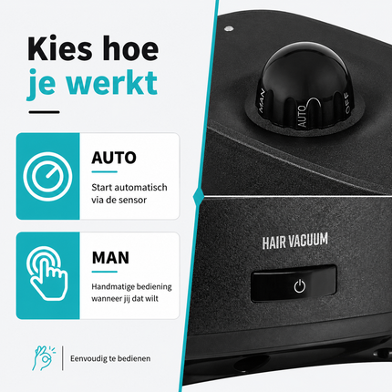 Automatische Kappersstofzuiger 1400W met Sensor – Staande Haarstofzuiger met 2,7L Tank en Krachtige Zuigkracht voor Salon – Gabbiano