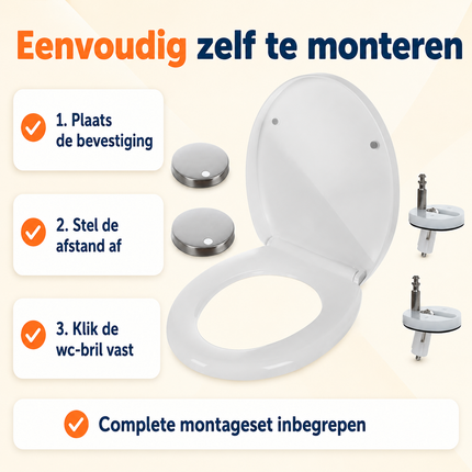 Universele Softclose WC-Bril – Afneembaar – Quick Release – RVS Scharnieren – Wit