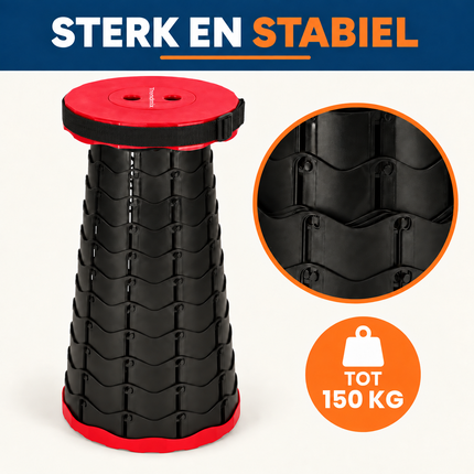 Trendmix Opvouwbare Kruk – Telescopisch & Verstelbaar tot 45 cm – Rood