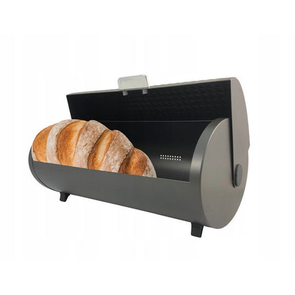Meyerhoff Broodtrommel Antraciet – Met Roldeksel & Diamantpatroon – 39 cm – Gepoedercoat Staal – Voor Vers Brood, Gebak & Broodjes