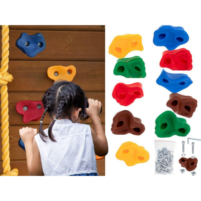 Ikonka Klimstenen 10 stuks - Klimwand Maken - Klimmuur Stenen - Inclusief Montage Materiaal - Multikleur
