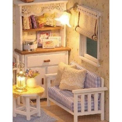 Ikonka DIY Modelbouw Woonkamer - Miniatuurhuisje Kitten Diary 17 cm  - Miniatuur Bouwpakket