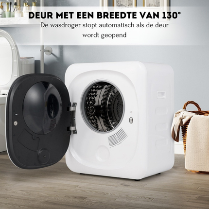 Trendmix Compacte Elektrische Wasdroger 2,5 kg - Draagbare Wasdroger 800 W met Roestvrijstalen Trommel - LED-Touchscreen Slim Drogen - Compacte Wasdroger - Wit