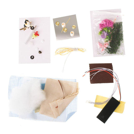 Ikonka DIY Modelbouw Woonkamer - Miniatuurhuisje Kitten Diary 17 cm  - Miniatuur Bouwpakket