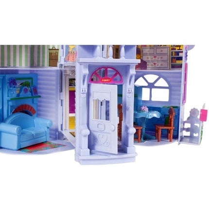 MalPlay Opvouwbaar Villa Poppenhuis met Meubels 18 cm - Landelijk Poppenhuis - Familiefiguren en Hond