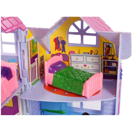 MalPlay Opvouwbaar Villa Poppenhuis met Meubels 18 cm - Landelijk Poppenhuis - Familiefiguren en Hond