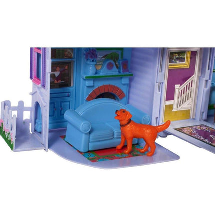 MalPlay Opvouwbaar Villa Poppenhuis met Meubels 18 cm - Landelijk Poppenhuis - Familiefiguren en Hond