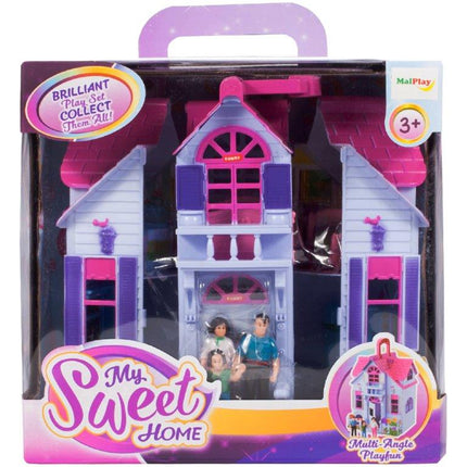 MalPlay Opvouwbaar Villa Poppenhuis met Meubels 18 cm - Landelijk Poppenhuis - Familiefiguren en Hond