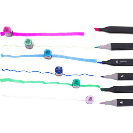 Dubbelzijdige alcoholmarkers in etui 168 stuks