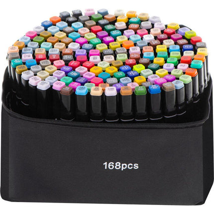 Dubbelzijdige alcoholmarkers in etui 168 stuks
