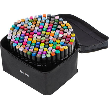 Dubbelzijdige alcoholmarkers in etui 168 stuks