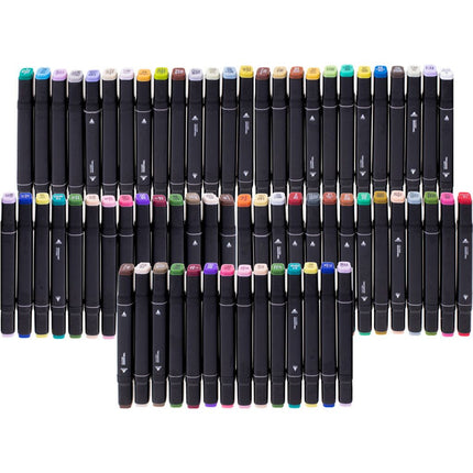 Dubbelzijdige alcoholmarkers in etui 48 stuks - Dual tip markers