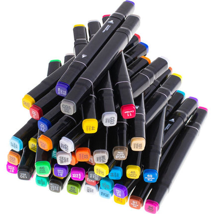 Dubbelzijdige alcoholmarkers in etui 48 stuks - Dual tip markers
