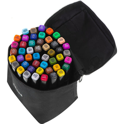 Dubbelzijdige alcoholmarkers in etui 48 stuks - Dual tip markers