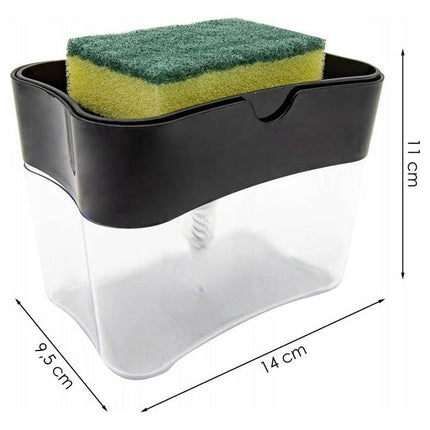 BeeHome Handmatige Afwasmiddel Dispenser met Sponshouder – Zeepdispenser voor Keuken – Trendy, Hygiënisch & Efficiënt