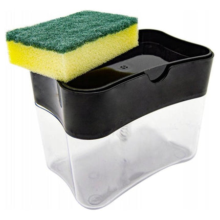 BeeHome Handmatige Afwasmiddel Dispenser met Sponshouder – Zeepdispenser voor Keuken – Trendy, Hygiënisch & Efficiënt