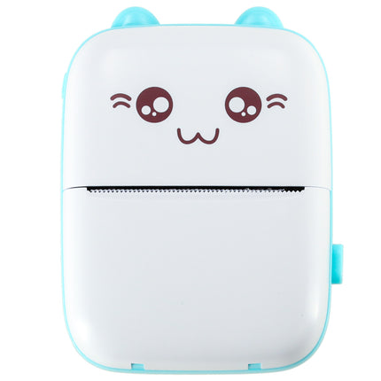 Ikonka Mini Thermische Printer Kat Voor Labelfoto's + Usb-Kabel Blauw - Labelprinter Foto Printer - 12cm