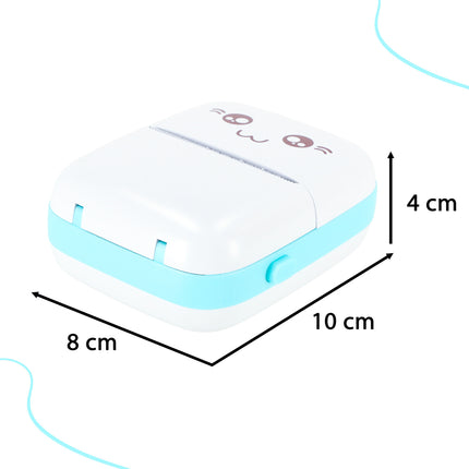Ikonka Mini Thermische Printer Kat Voor Labelfoto's + Usb-Kabel Blauw - Labelprinter Foto Printer - 12cm