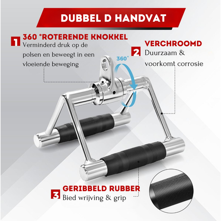 Trendmix 5-Delige Fitness Accessoire Set - Krachtstation Accessoires - Sportschool Thuis - V-Handgreep, Roterende Stang Recht, Dubbel D Handvat, Triceps Koord - Zwart