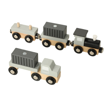 Houten Zeehavenkraan met Autoschip – Haven Speelset met Kraan, Containers & Trein – Educatief Speelgoed 3+