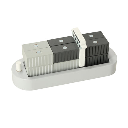 Houten Zeehavenkraan met Autoschip – Haven Speelset met Kraan, Containers & Trein – Educatief Speelgoed 3+