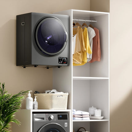Costway Mini Wasdroger 2,5 kg – Compacte Elektrische Afvoerluchtdroger – 4 Droogmodi – RVS Trommel – Stil (<44 dB) – Grijs