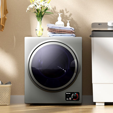 Costway Mini Wasdroger 2,5 kg – Compacte Elektrische Afvoerluchtdroger – 4 Droogmodi – RVS Trommel – Stil (<44 dB) – Grijs