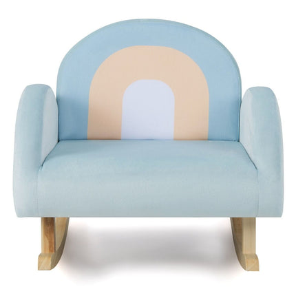 Trendmix Kinderschommelstoel Blauw – Fluweel – Ergonomisch – Schommelstoel Kind 3-5 Jaar – Regenboogdesign – 50 × 46 × 45 cm