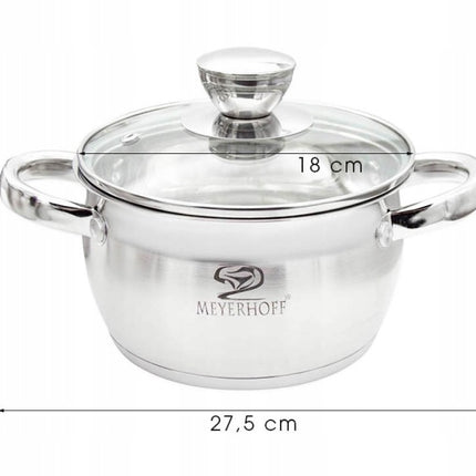 Kookpan 2,5 Liter RVS met Deksel – 18 cm Inductie Pan – Maatverdeling – Alle Warmtebronnen