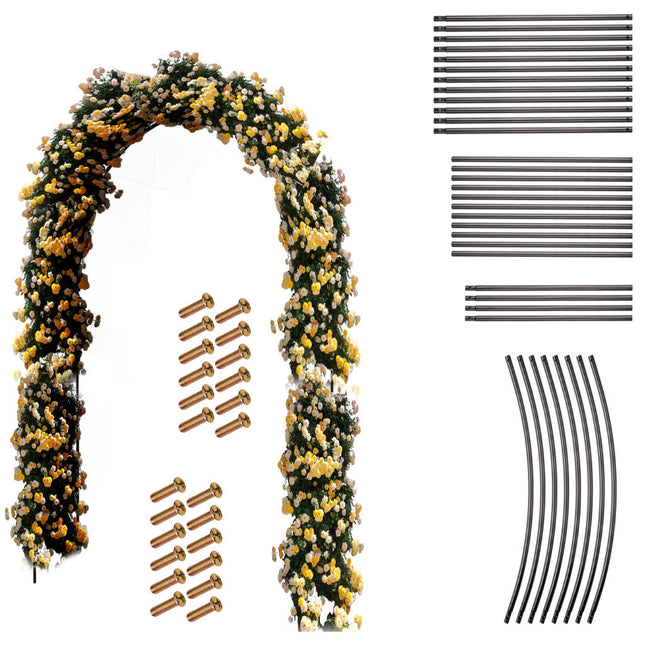 Rozenboog Metaal 240 x 140 cm – Tuinboog voor Klimrozen, Klimplanten en Clematis – Pergola – Zwart