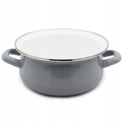 Emaille Kookpan 1,8 Liter – Emaille Pan 18 cm – Glazen Deksel – Grijs