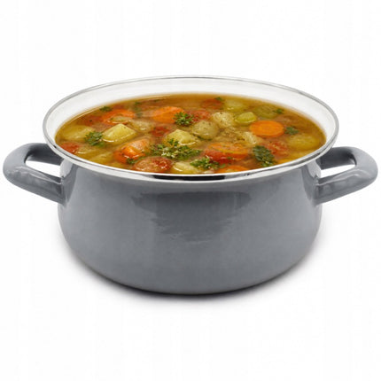 Emaille Kookpan 1,8 Liter – Emaille Pan 18 cm – Glazen Deksel – Grijs