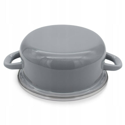 Emaille Kookpan 1,8 Liter – Emaille Pan 18 cm – Glazen Deksel – Grijs
