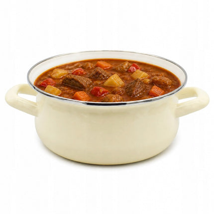 Emaille Kookpan met Glazen Deksel 1,2 Liter – 16 cm – Geëmailleerd Staal – Crème