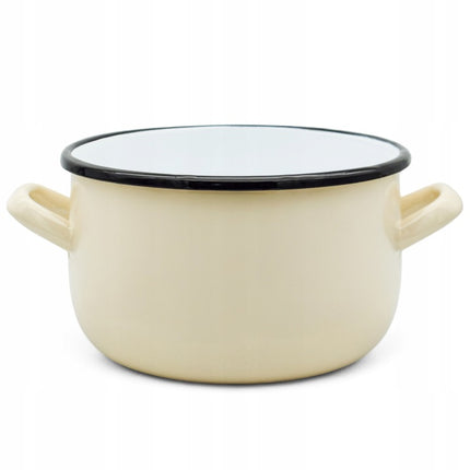 Emaille Kookpan 4 Liter – Emaille Pan 20 cm – Inductie & Alle Warmtebronnen – Crème
