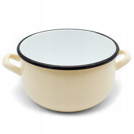 Emaille Kookpan 4 Liter – Emaille Pan 20 cm – Inductie & Alle Warmtebronnen – Crème