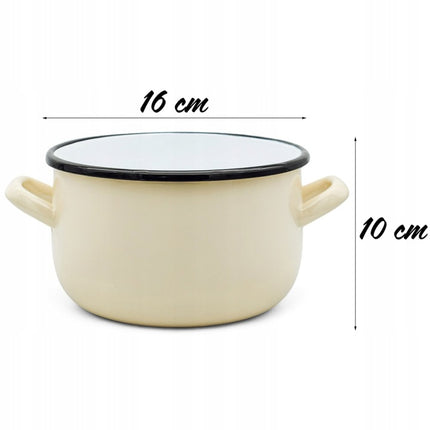 Emaille Kookpan 2 Liter – Pan 16 cm – Inductie & Alle Warmtebronnen – Crème