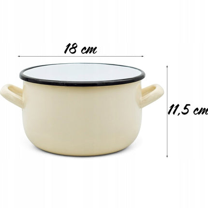 Emaille Kookpan 2,9 Liter – Emaille Pan 18 cm – Inductie & Alle Warmtebronnen – Crème
