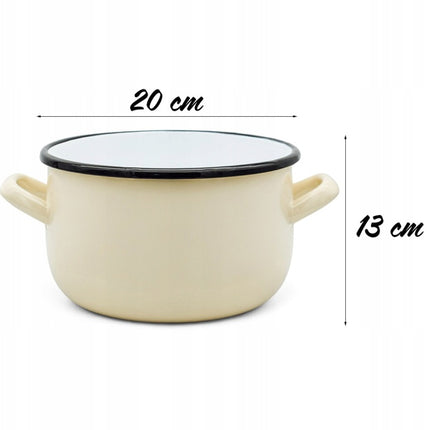 Emaille Kookpan 4 Liter – Emaille Pan 20 cm – Inductie & Alle Warmtebronnen – Crème