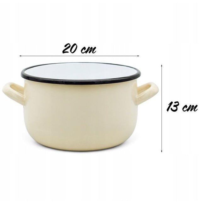 Emaille Kookpan 4 Liter – Emaille Pan 20 cm – Inductie & Alle Warmtebronnen – Crème
