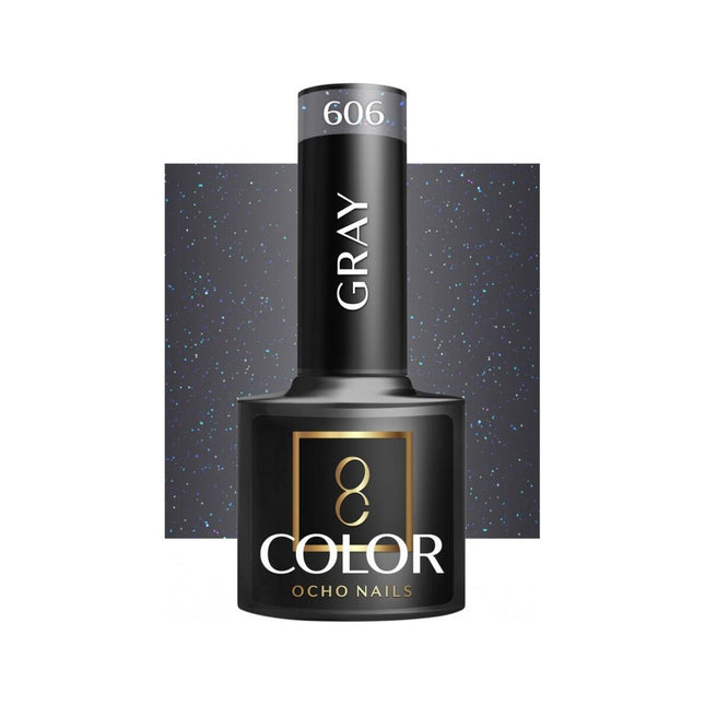 Ocho Nails grijze hybride nagellak 606 Gellak 5 g - Natuursteen-grijs - Professionele gel polish met langdurige glans