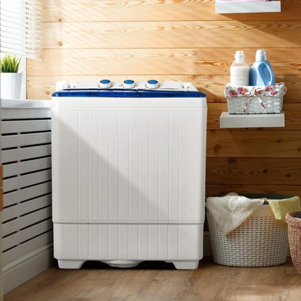 Costway XL Camping wasmachine met Dubbele Trommel 6,5 kg Was & 2 kg Centrifugecapaciteit Blauw - Compacte Wasmachine – Studenten Wasmachine