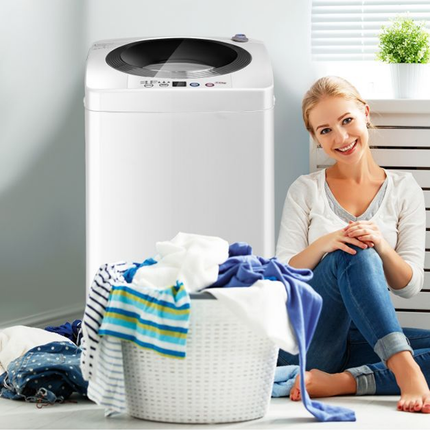 Costway Volautomatische Mini Wasmachine met Pomp en Display 3,5 kg - Mini Camping Wasmachine  -  Wit 43x43x75 cm