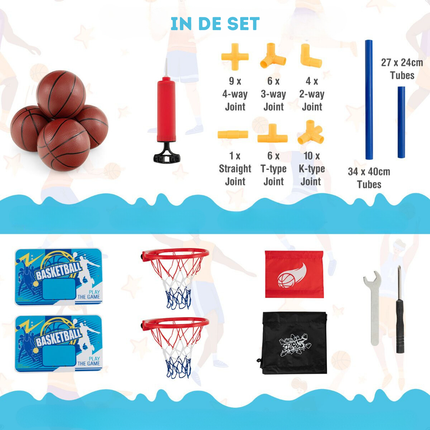 Trendmix Basketbal Arcade Spel voor Kinderen Dual Shot - Basketbalstandaard met 2 Manden - Inclusief 4 Basketballen En Pomp - 90 x 90 x 140 cm
