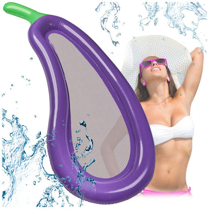 Opblaasbaar Luchtbed Aubergine XXL 240 cm – Drijvend Zwembad Luchtbed met Mesh Ligvlak – Waterhangmat voor Zwembad & Strand